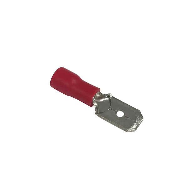 Remington Industries Quick Connect Terminals, Male, PVC Insulated, 16-22 AWG Gauge Wire, Tin-Plated Brass, Red, 10 PK MDD1.25-250-10 - main